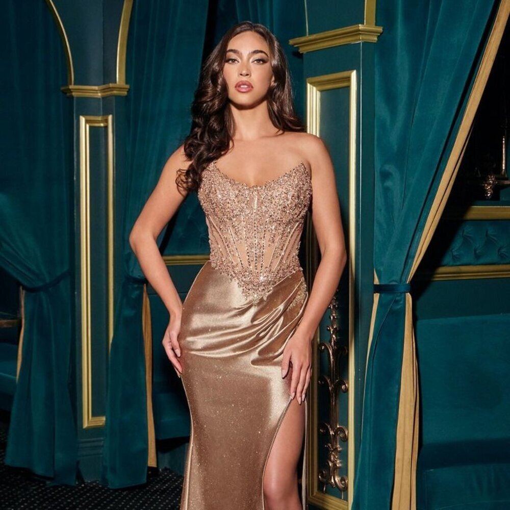 New Formal Sleeveless Strapless Sheath Soft Satin Dress w/ Scoop Neck CD CC475